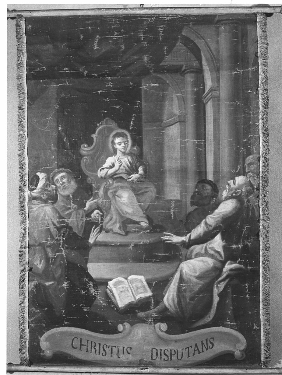 disputa di Gesù con i dottori nel tempio (stendardo processionale, opera isolata) - ambito lombardo (sec. XVIII)