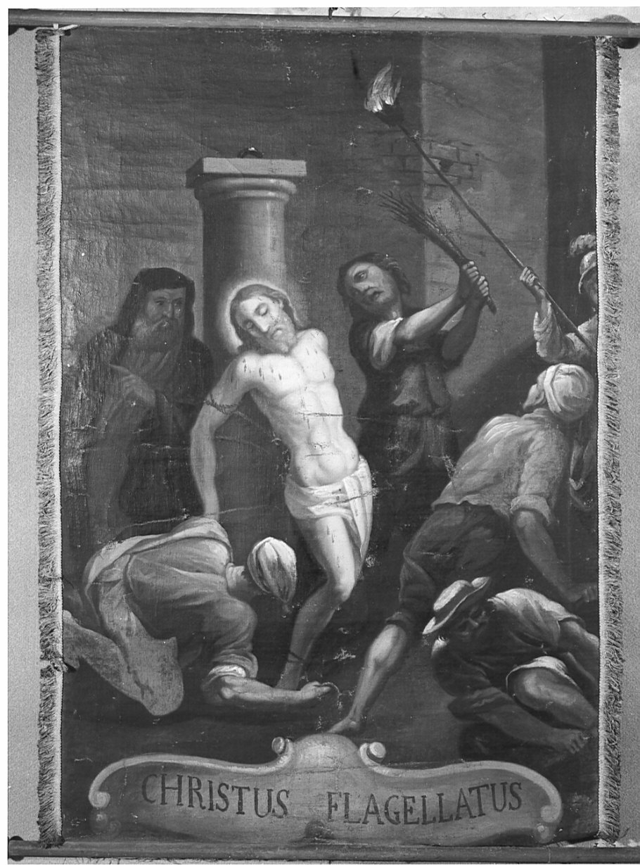 flagellazione di Cristo (stendardo processionale, opera isolata) - ambito lombardo (sec. XVIII)