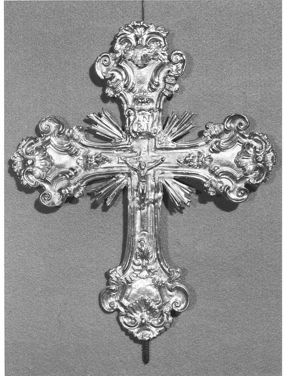 croce processionale, opera isolata - bottega lombarda (metà sec. XVIII)