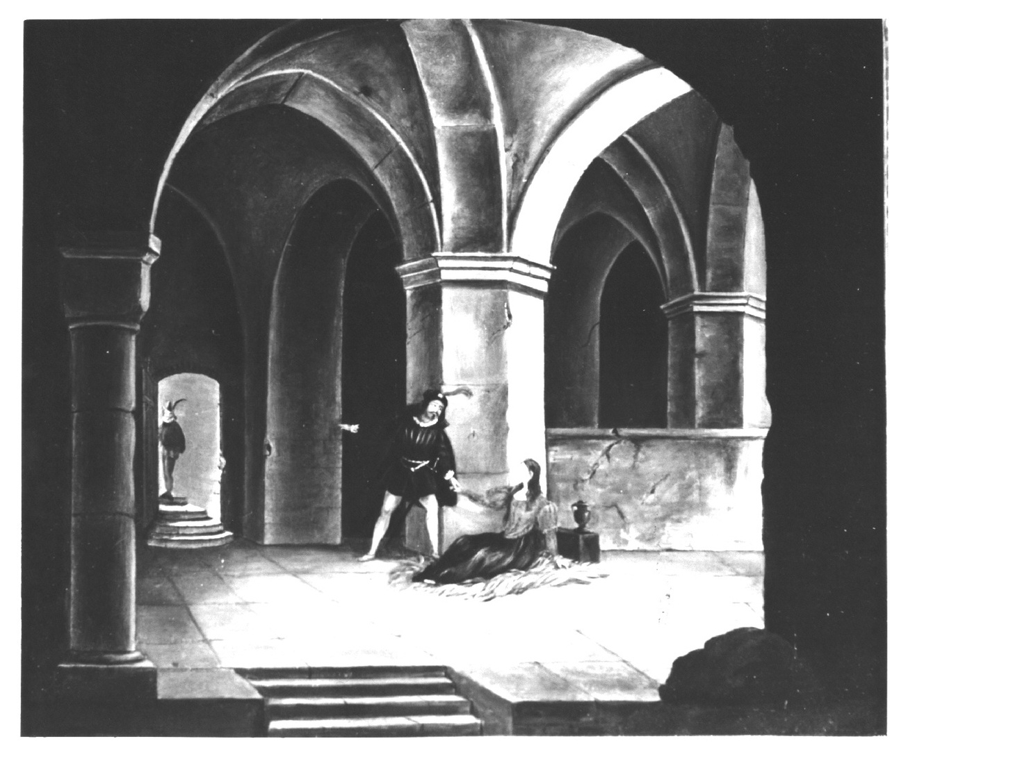 Interno con figure (dipinto, opera isolata) - ambito lombardo (prima metà sec. XIX)