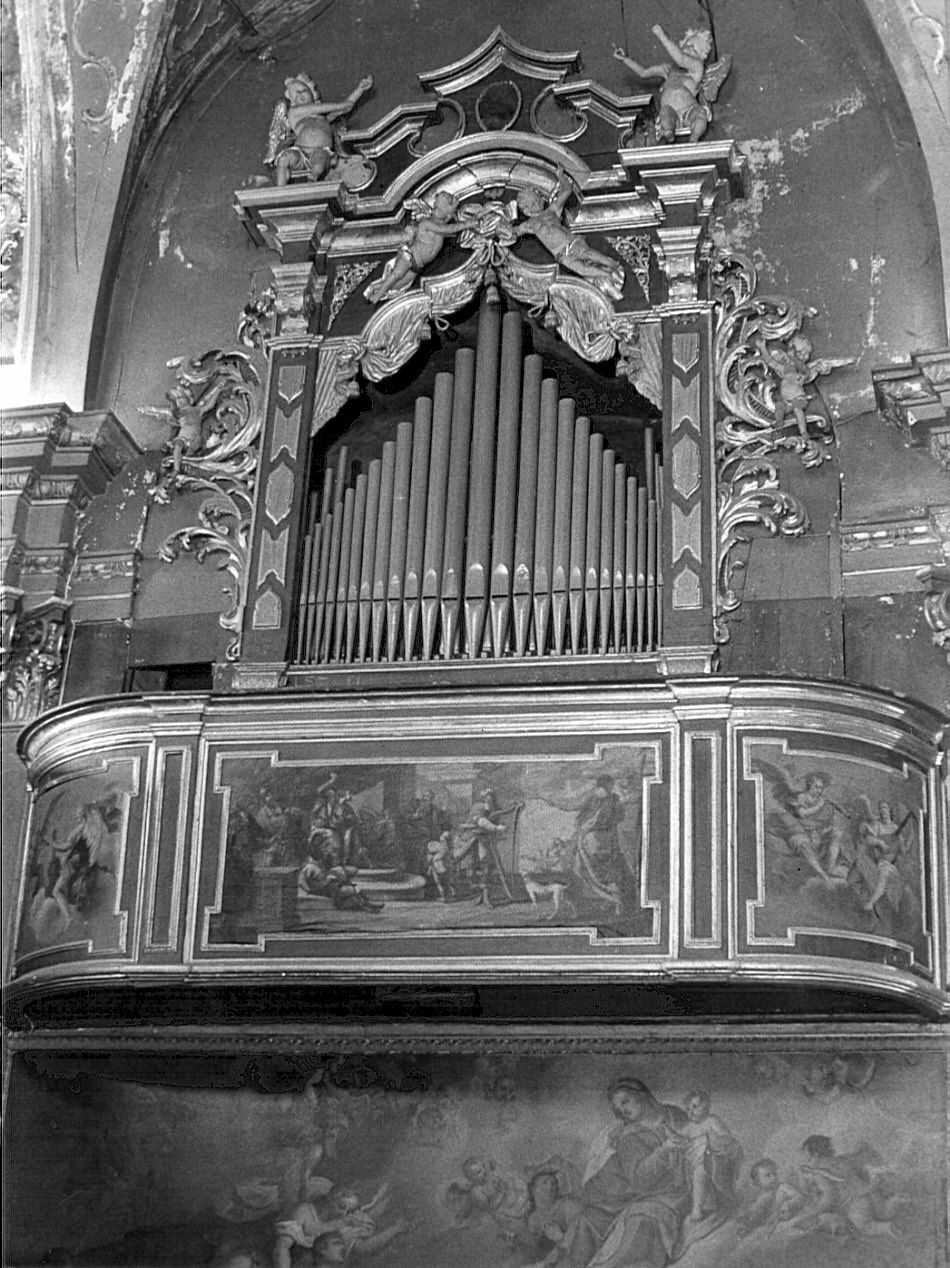 tribuna d'organo, complesso decorativo di Ruggieri Bernardino (attribuito), Rodelli Lodovico (attribuito), Della Madonna Francesco (attribuito) (sec. XVIII, sec. XVIII)