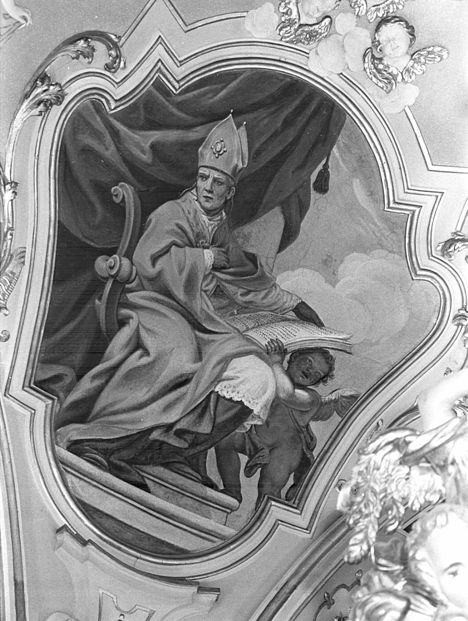 Santo vescovo (dipinto, elemento d'insieme) di Quaglio Giulio (attribuito) (sec. XVIII)