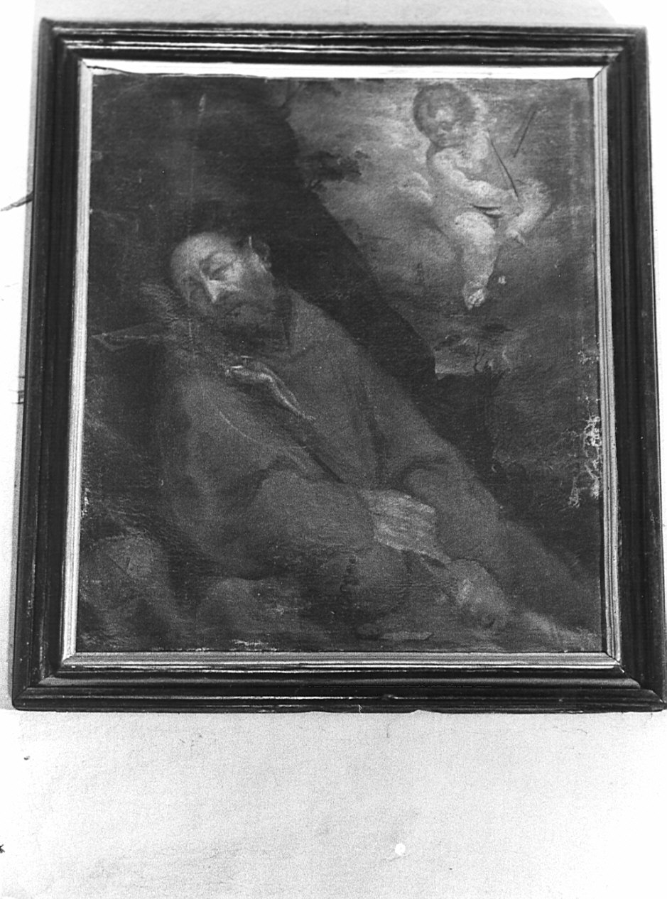 San Francesco d'Assisi morente ha la visione dell'angelo che suona il violino (dipinto, opera isolata) - ambito lombardo (prima metà sec. XVIII)