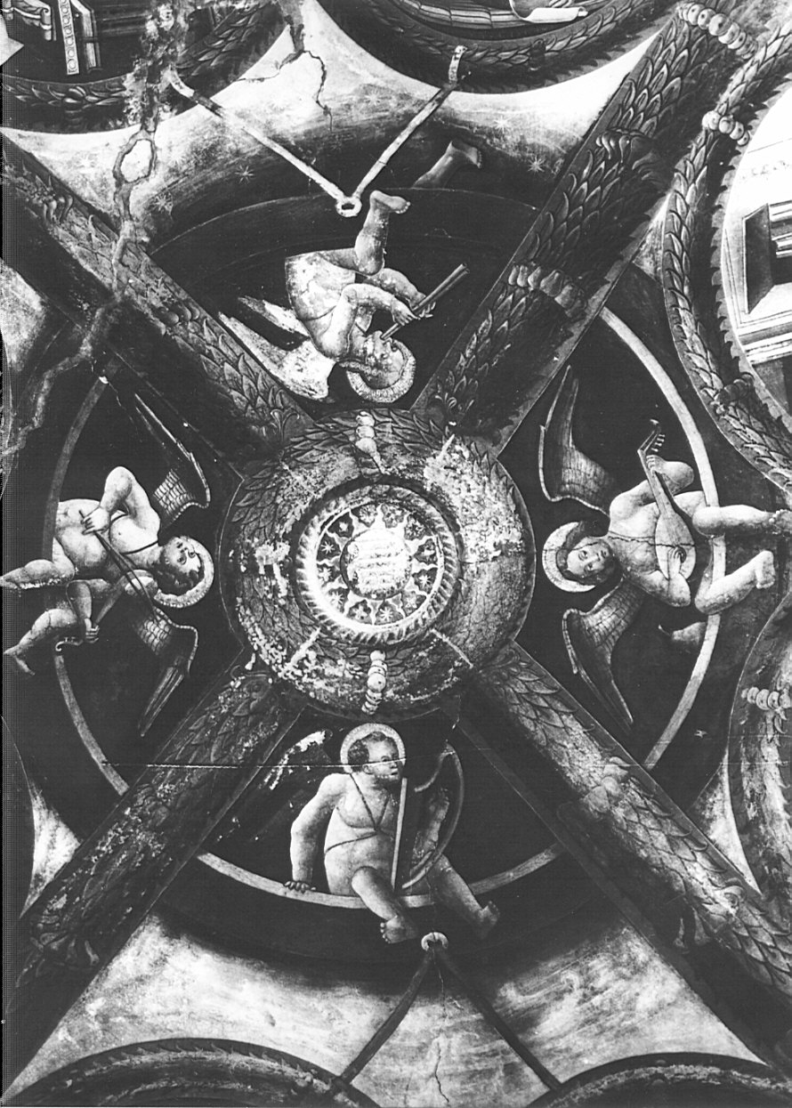 angeli musicanti (dipinto, elemento d'insieme) di Giovan Pietro da Cemmo (attribuito), Gian Giacomo da Lodi (attribuito), Scipioni Jacopino (attribuito), Angelo da Averara (attribuito) (sec. XV)