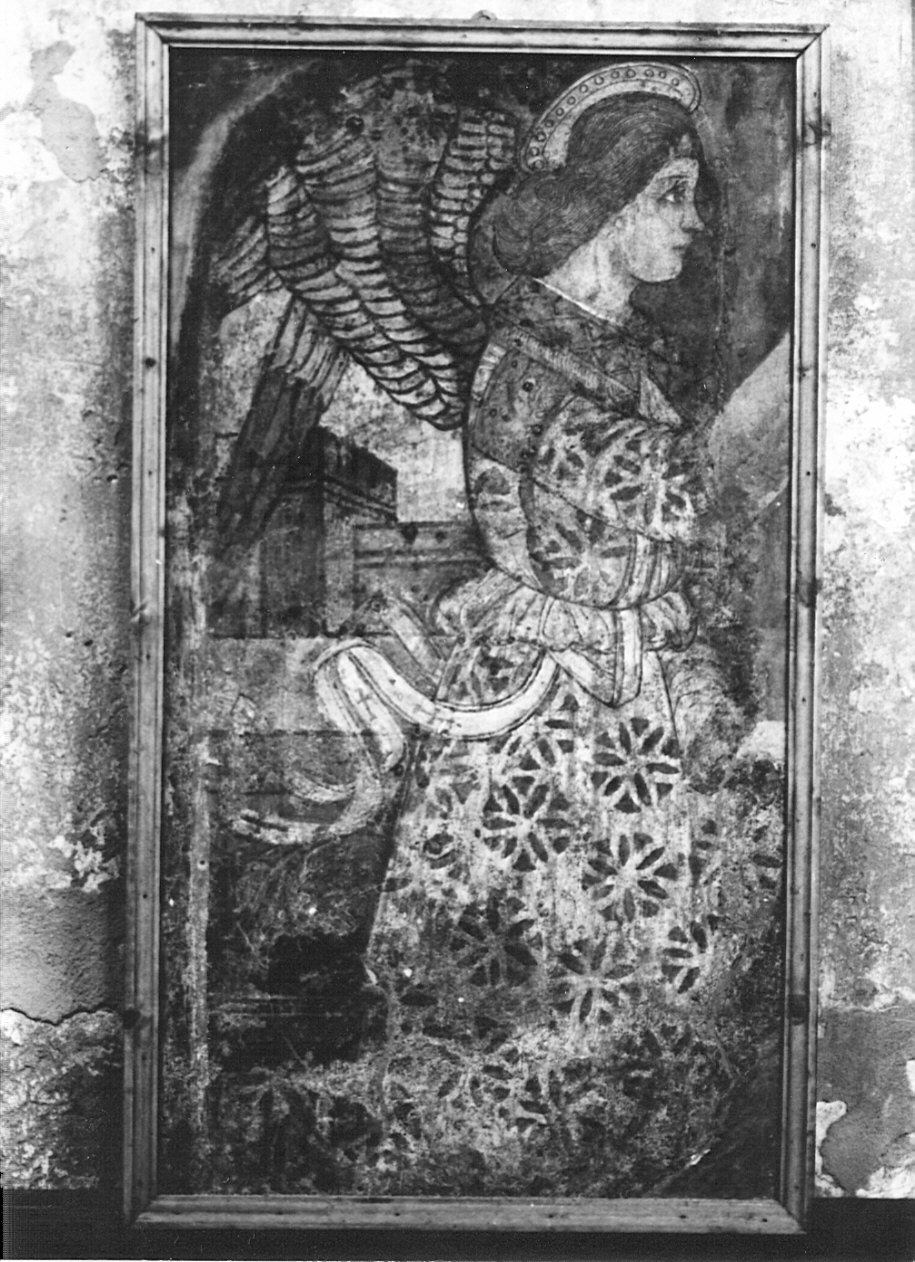 angelo annunciante (dipinto, frammento) - ambito bergamasco (terzo quarto sec. XV)