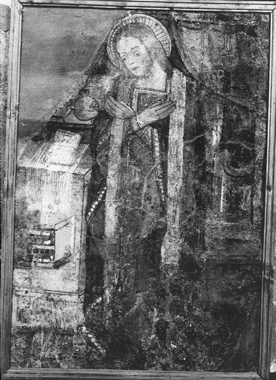 Madonna annunciata (dipinto, frammento) - ambito bergamasco (terzo quarto sec. XV)