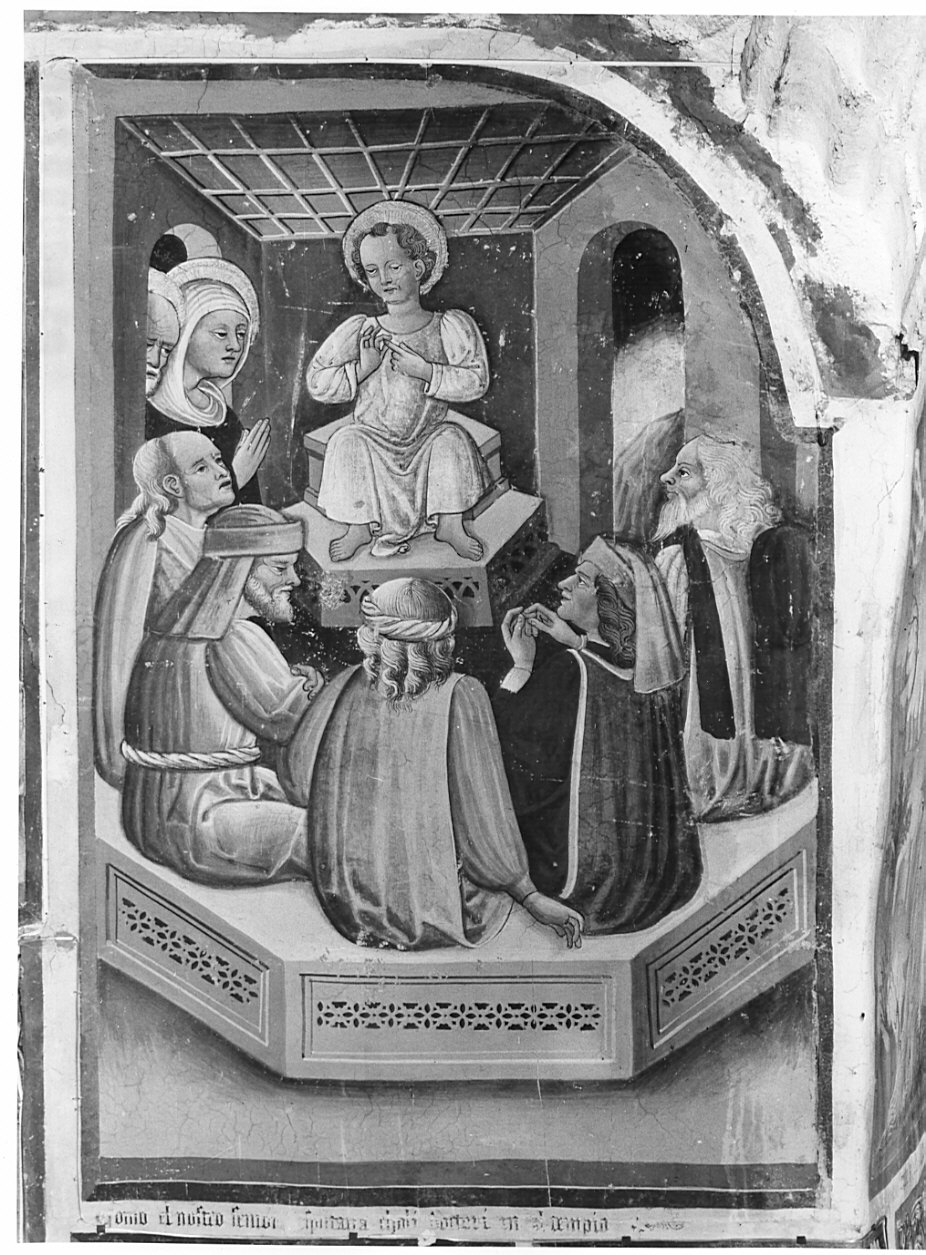 disputa di Gesù con i dottori nel tempio (dipinto, elemento d'insieme) di Borlone Jacopo (attribuito), Busca Giacomo (attribuito) (sec. XV)