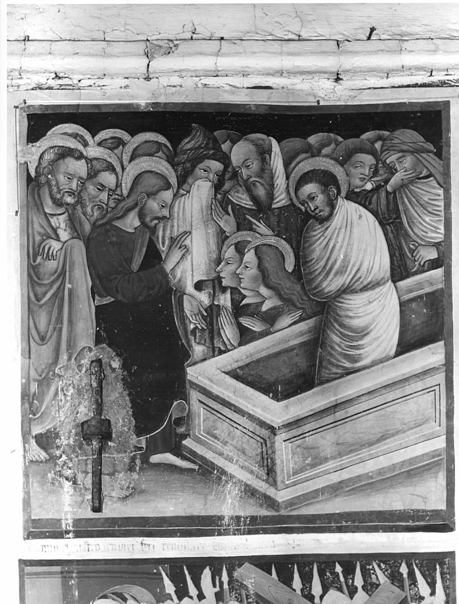 resurrezione di Lazzaro (dipinto, elemento d'insieme) di Borlone Jacopo (attribuito), Busca Giacomo (attribuito) (sec. XV)