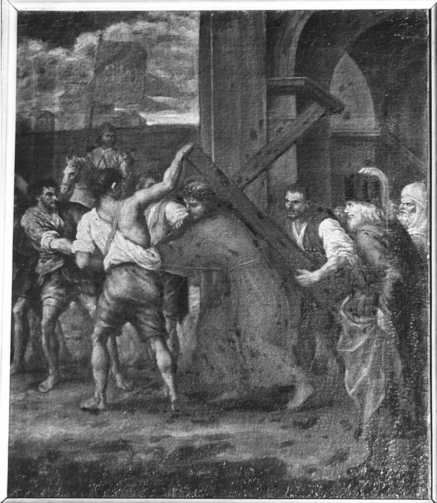 stazione II: Gesù caricato della croce (dipinto, elemento d'insieme) di Cifrondi Antonio (attribuito) (fine/inizio secc. XVII/ XVIII)