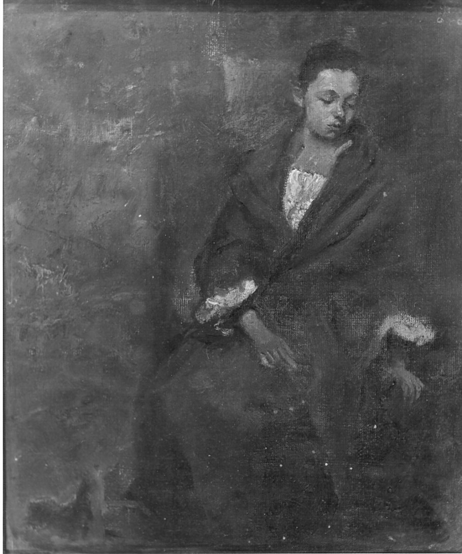 giovane in meditazione (dipinto, opera isolata) di Trussardi Volpi Giovanni (primo quarto sec. XX)