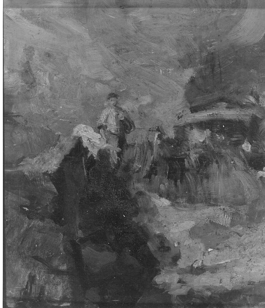 autoritratto sulle rovine di Messina dopo il terremoto (dipinto, opera isolata) di Trussardi Volpi Giovanni (primo quarto sec. XX)