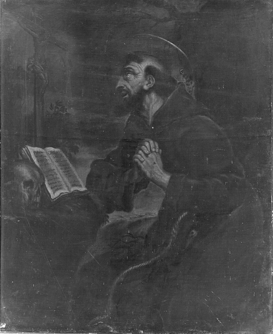 San Francesco d'Assisi in preghiera davanti alla croce (dipinto, opera isolata) di Ceresa Carlo (scuola) (seconda metà sec. XVII)