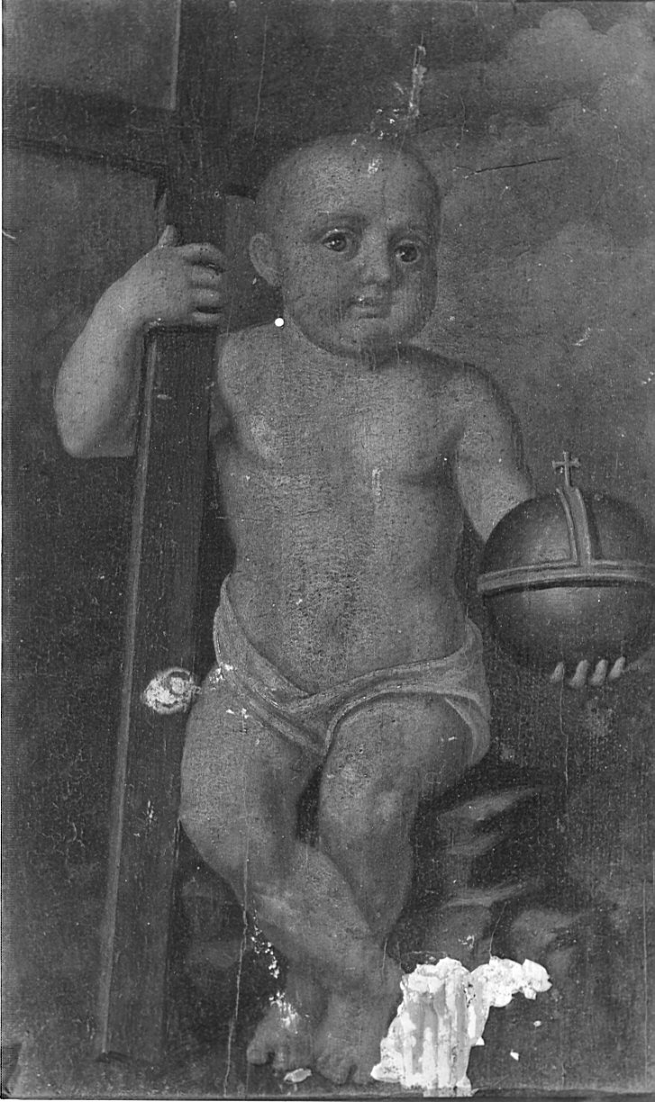 Gesù Bambino che porta la croce (dipinto, opera isolata) - ambito lombardo (secc. XVII/ XVIII)