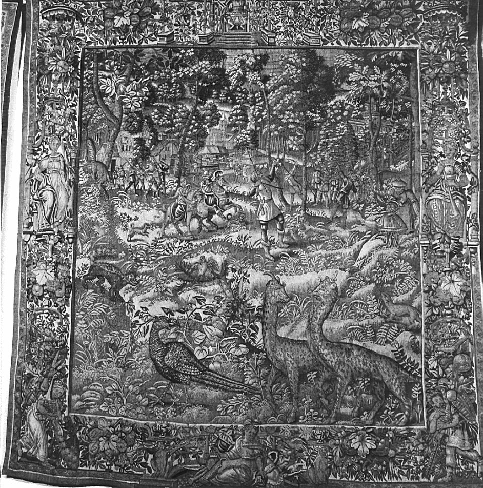 caccia al fagiano (arazzo, opera isolata) - manifattura fiamminga (ultimo quarto sec. XVI)