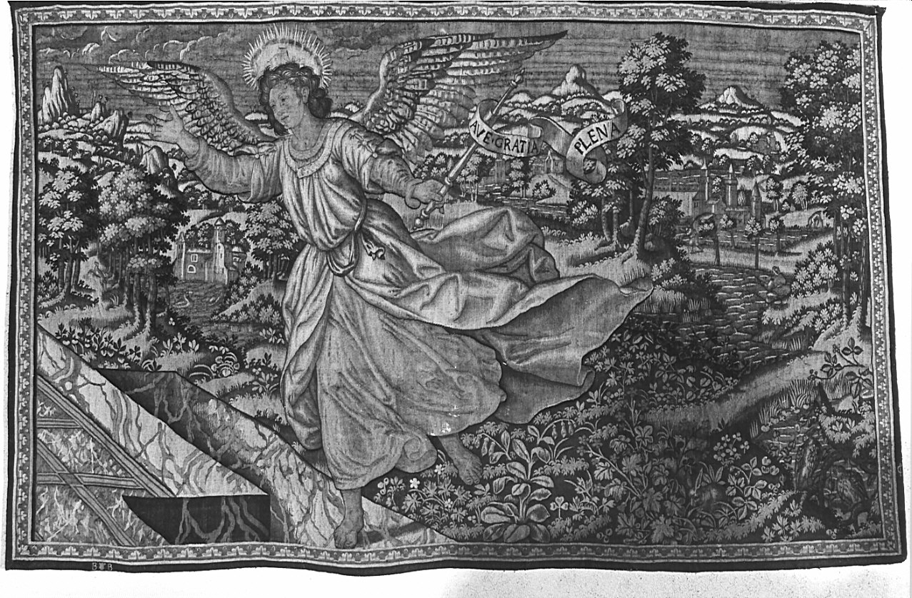 angelo annunciante (arazzo, opera isolata) - manifattura fiamminga (ultimo quarto sec. XVI)