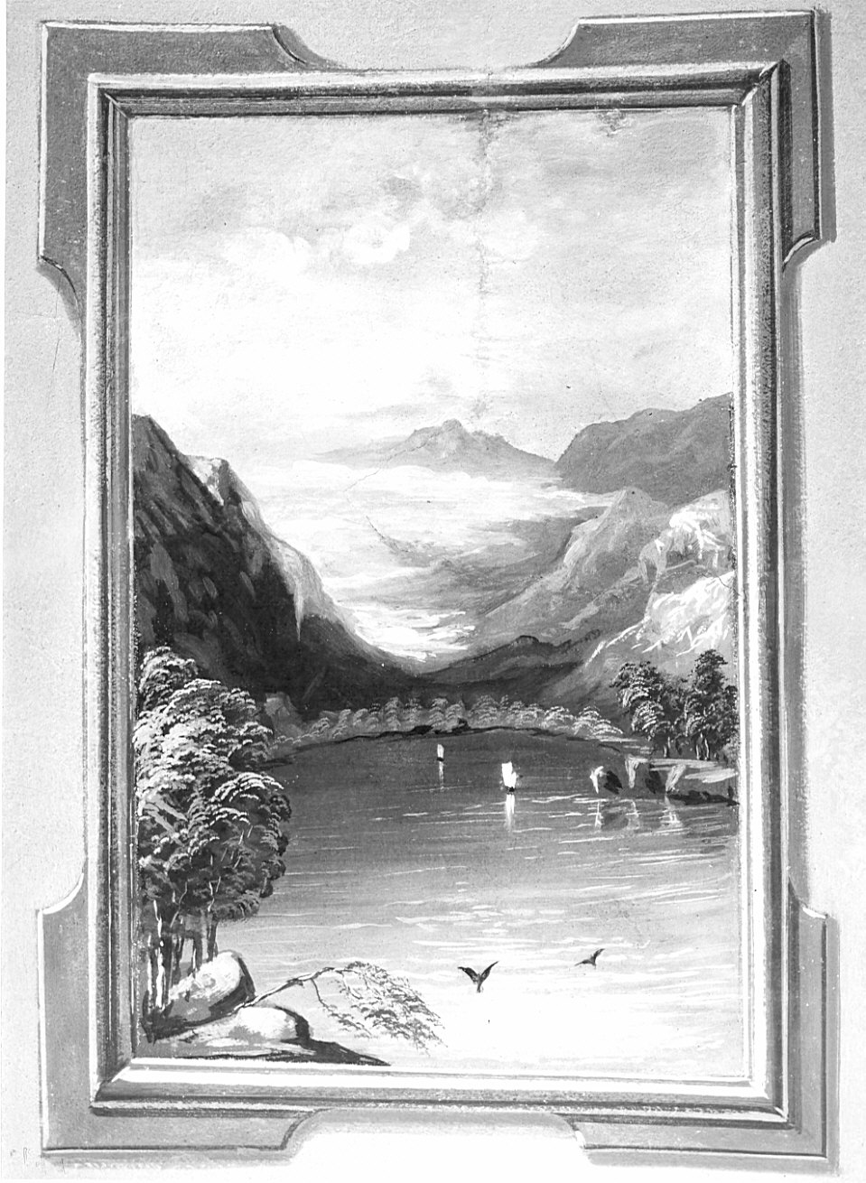 paesaggio lacustre (dipinto, opera isolata) - ambito bergamasco (prima metà sec. XX)