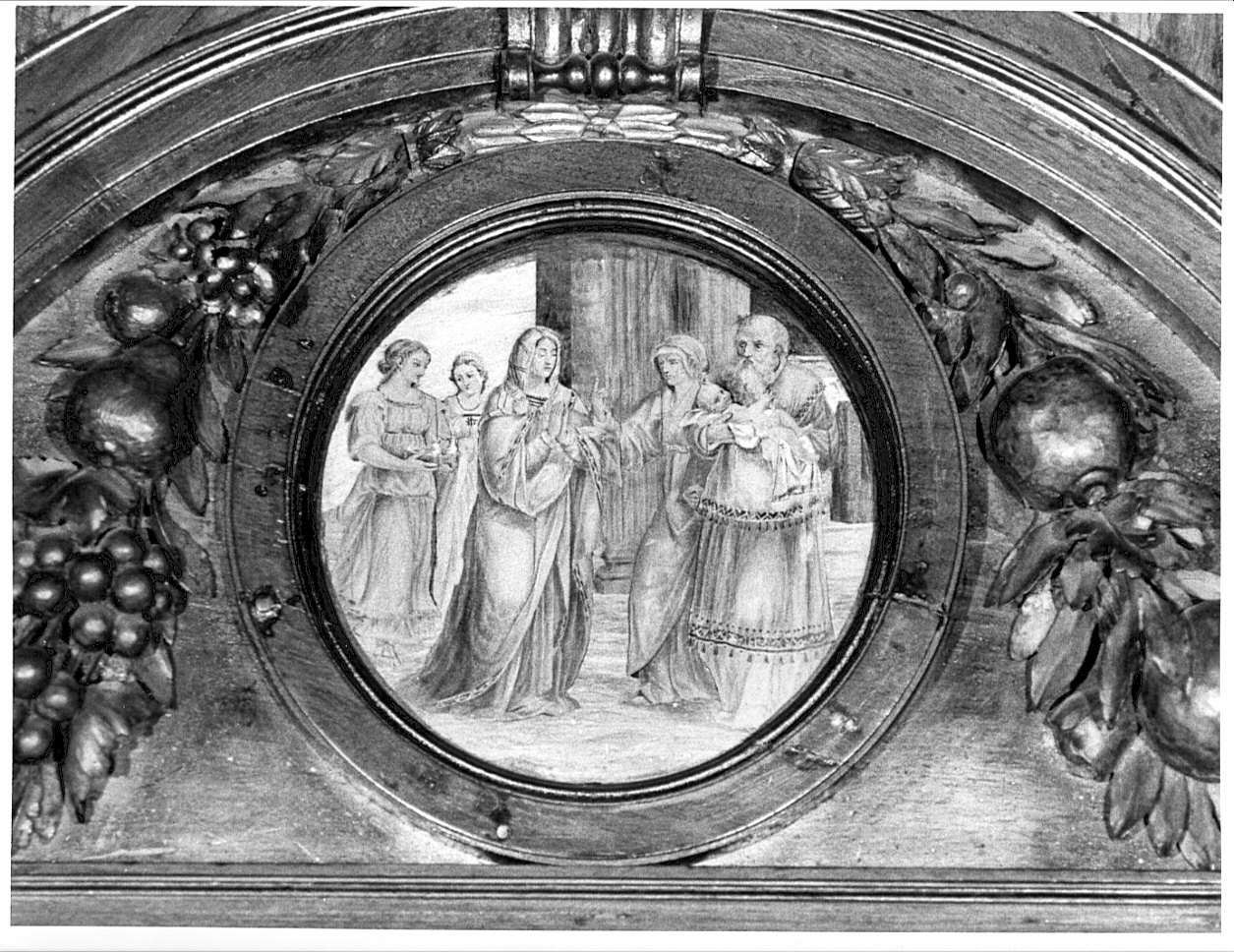 presentazione di Gesù al tempio (decorazione a intarsio, elemento d'insieme) di Masnada Giulio detto fra' Topolino (ultimo quarto sec. XIX)