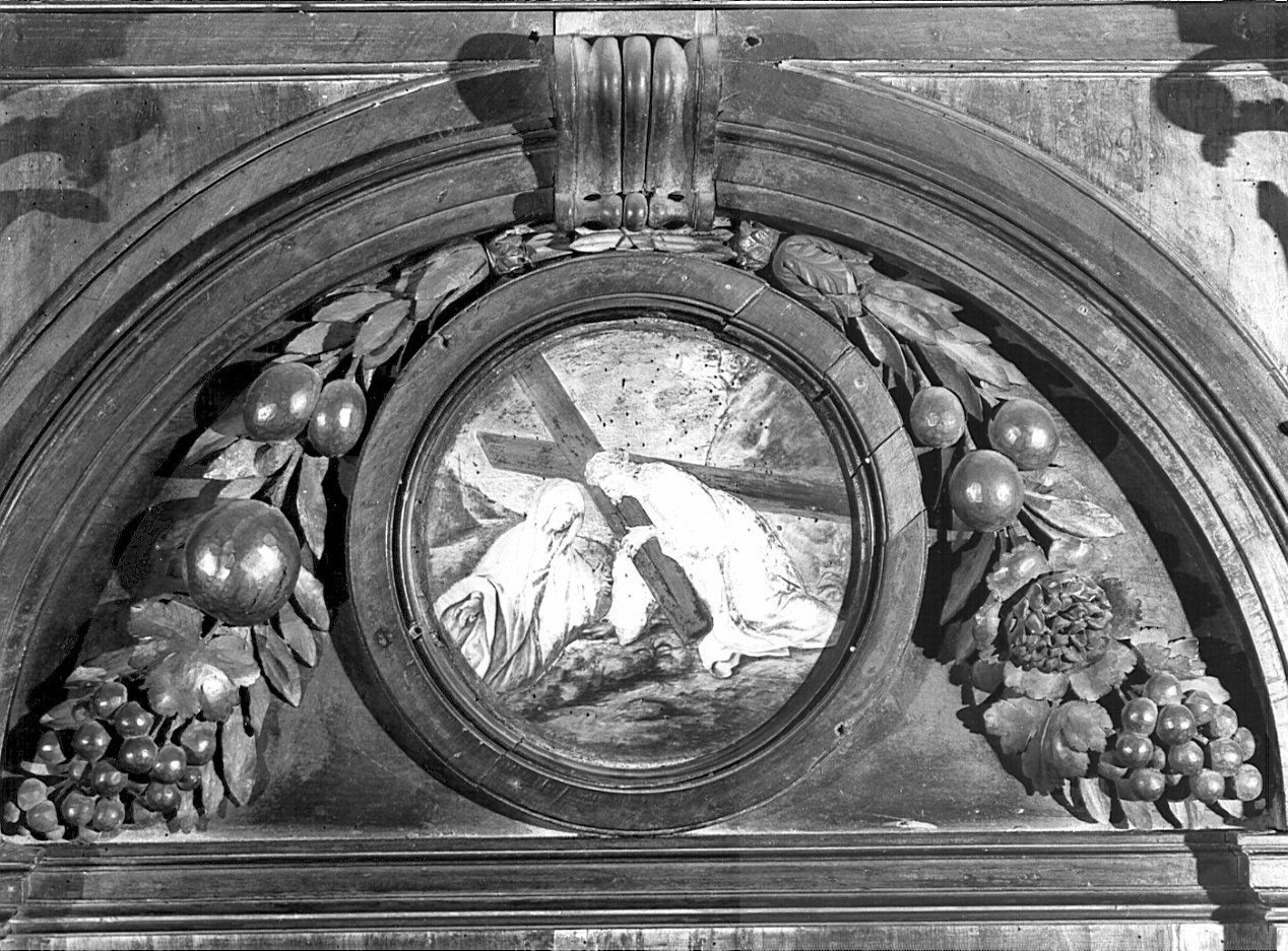 salita di Cristo al monte Calvario (decorazione a intarsio, elemento d'insieme) di Masnada Giulio detto fra' Topolino (ultimo quarto sec. XIX)