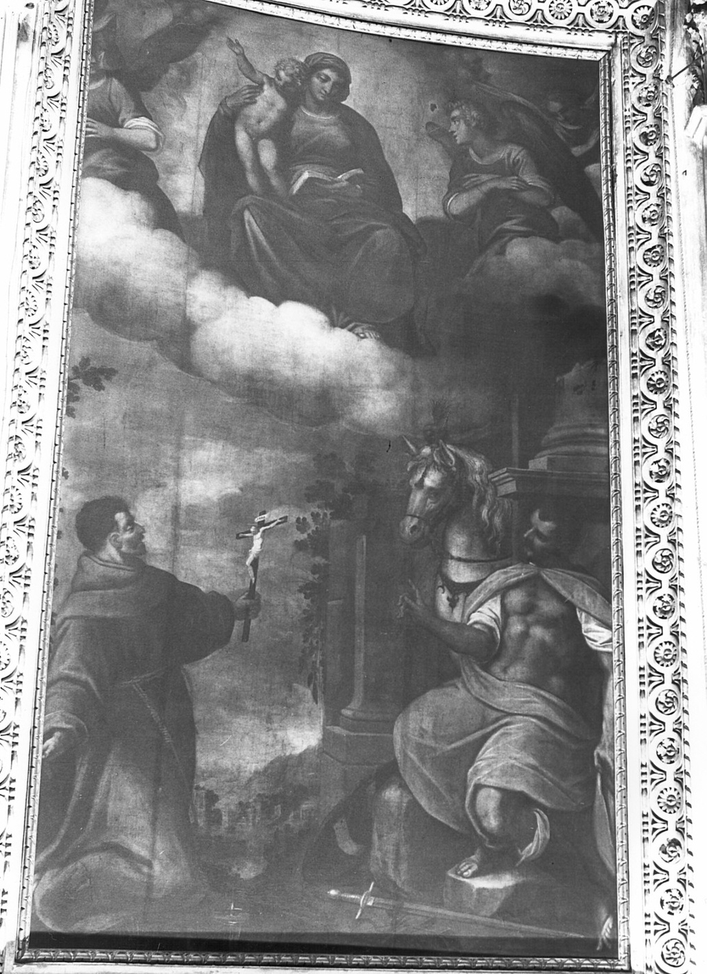 Santi Francesco e Martino in adorazione di Maria in gloria (dipinto, opera isolata) di Negretti Jacopo detto Palma il Giovane (seconda metà sec. XVI)