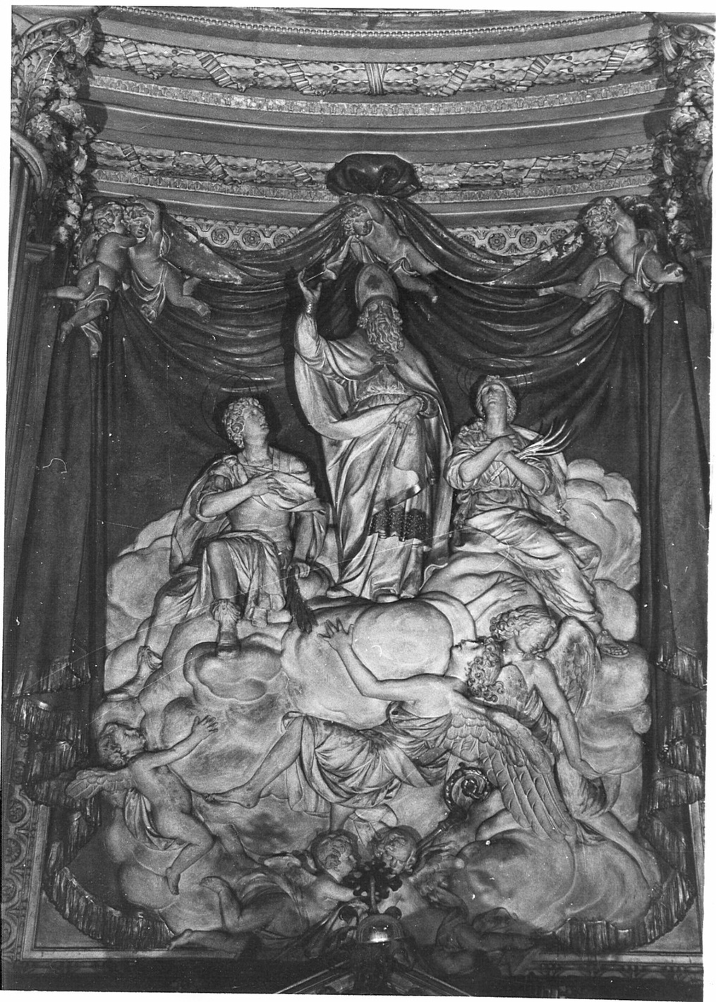Gloria dei Santi Martino, Bonifacio e Felicita (scultura, complesso decorativo) - bottega ticinese (fine sec. XVIII)