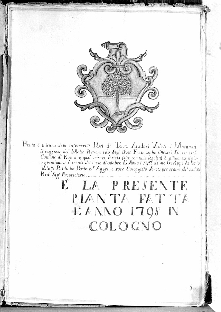 pianta/ stemma (disegno, opera isolata) di Valotta Giuseppe Antonio (fine sec. XVIII)