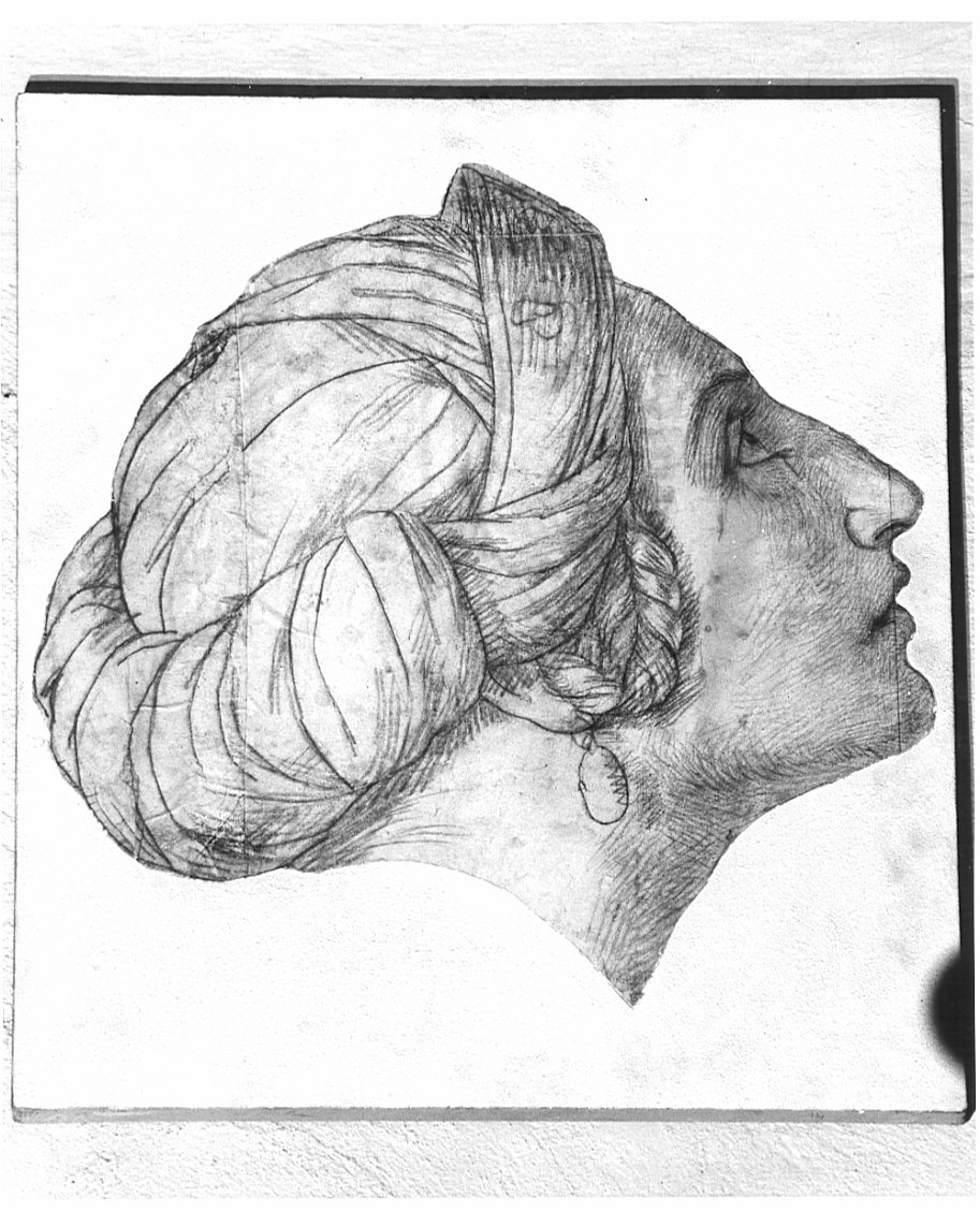 testa di donna (disegno, opera isolata) di Moriggia Giovanni (attribuito) (metà sec. XIX)
