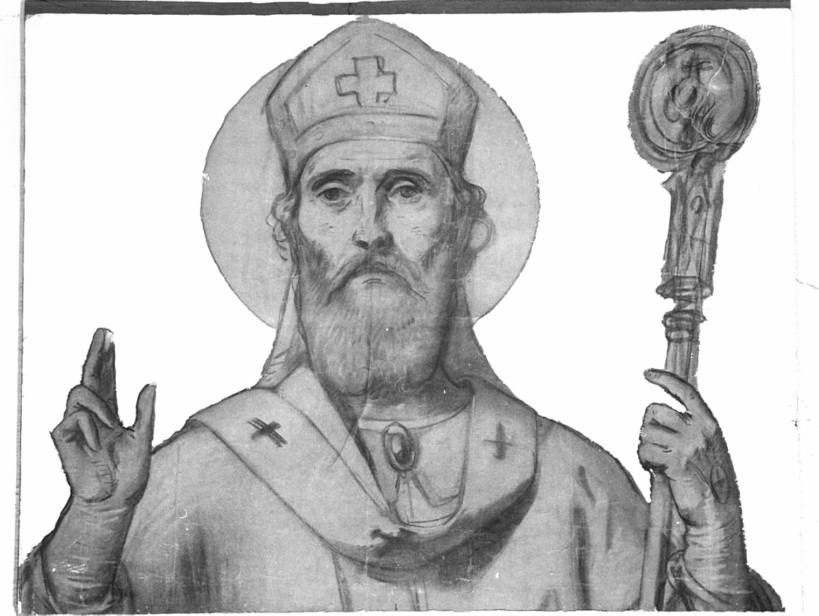 Santo vescovo (disegno, opera isolata) di Cavenaghi Luigi (attribuito) (fine/inizio secc. XIX/ XX)