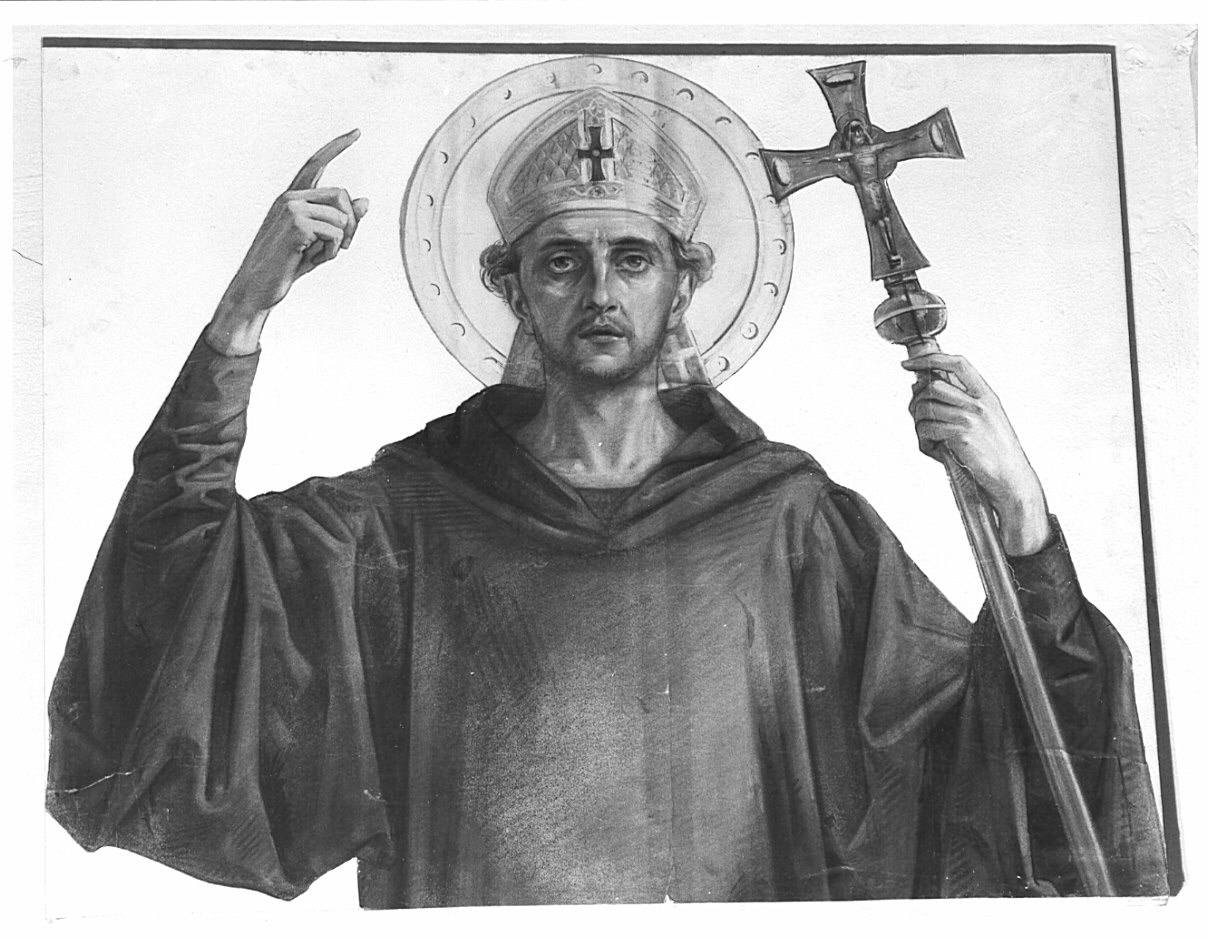 Santo vescovo (disegno, opera isolata) di Cavenaghi Luigi (attribuito) (fine/inizio secc. XIX/ XX)