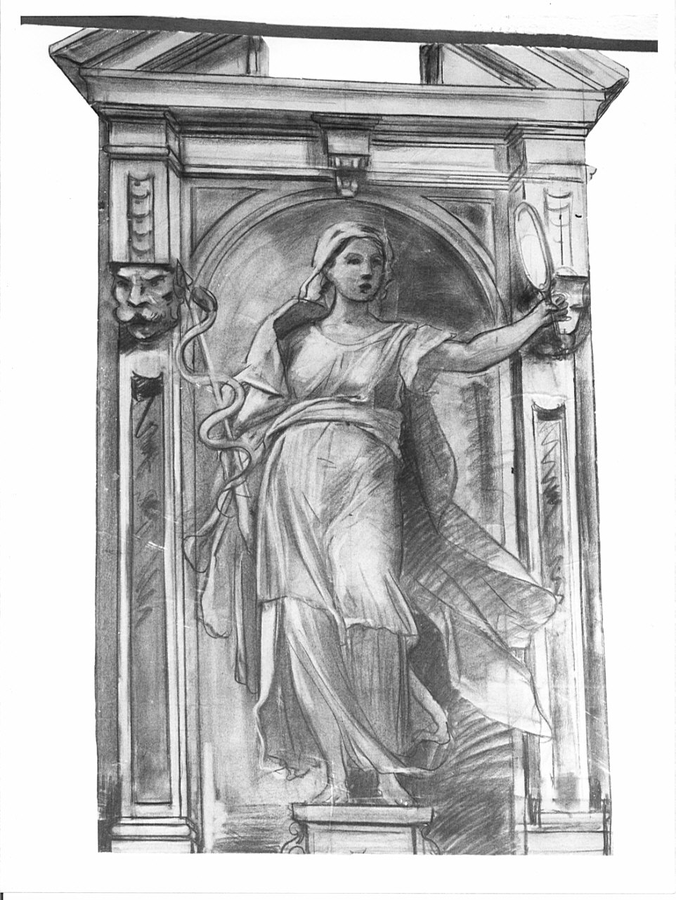 allegoria della Prudenza (disegno, opera isolata) di Cavenaghi Luigi (attribuito) (fine/inizio secc. XIX/ XX)