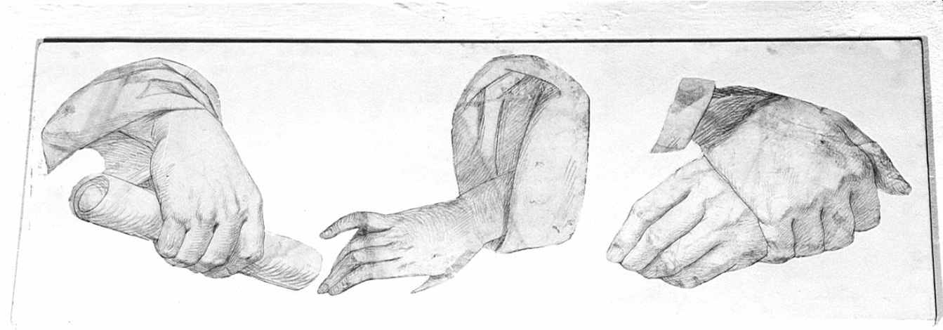 studio di mani (disegno, opera isolata) di Moriggia Giovanni (attribuito) (metà sec. XIX)