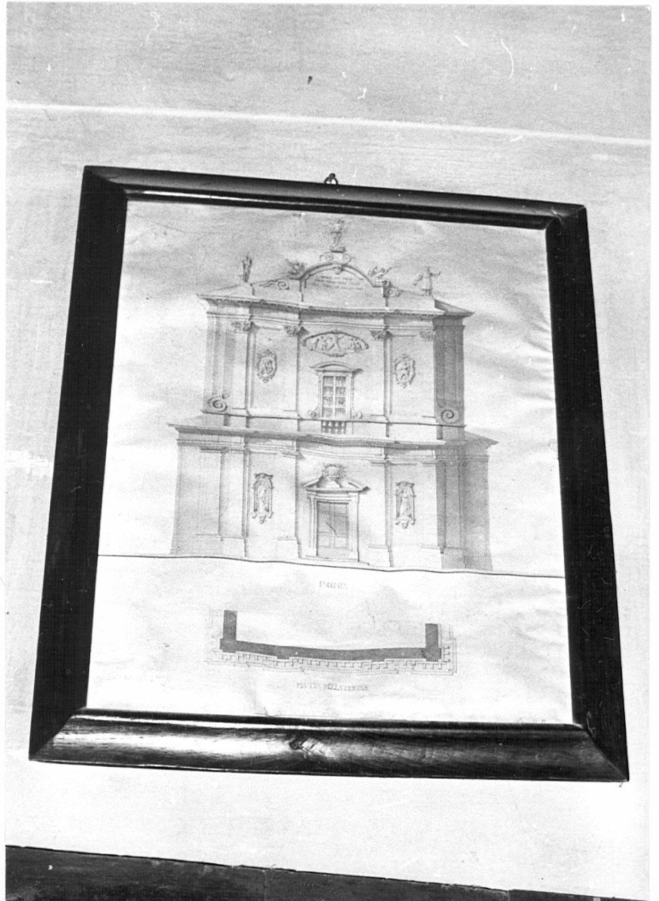 facciata di chiesa (disegno, opera isolata) - ambito lombardo (sec. XVIII)