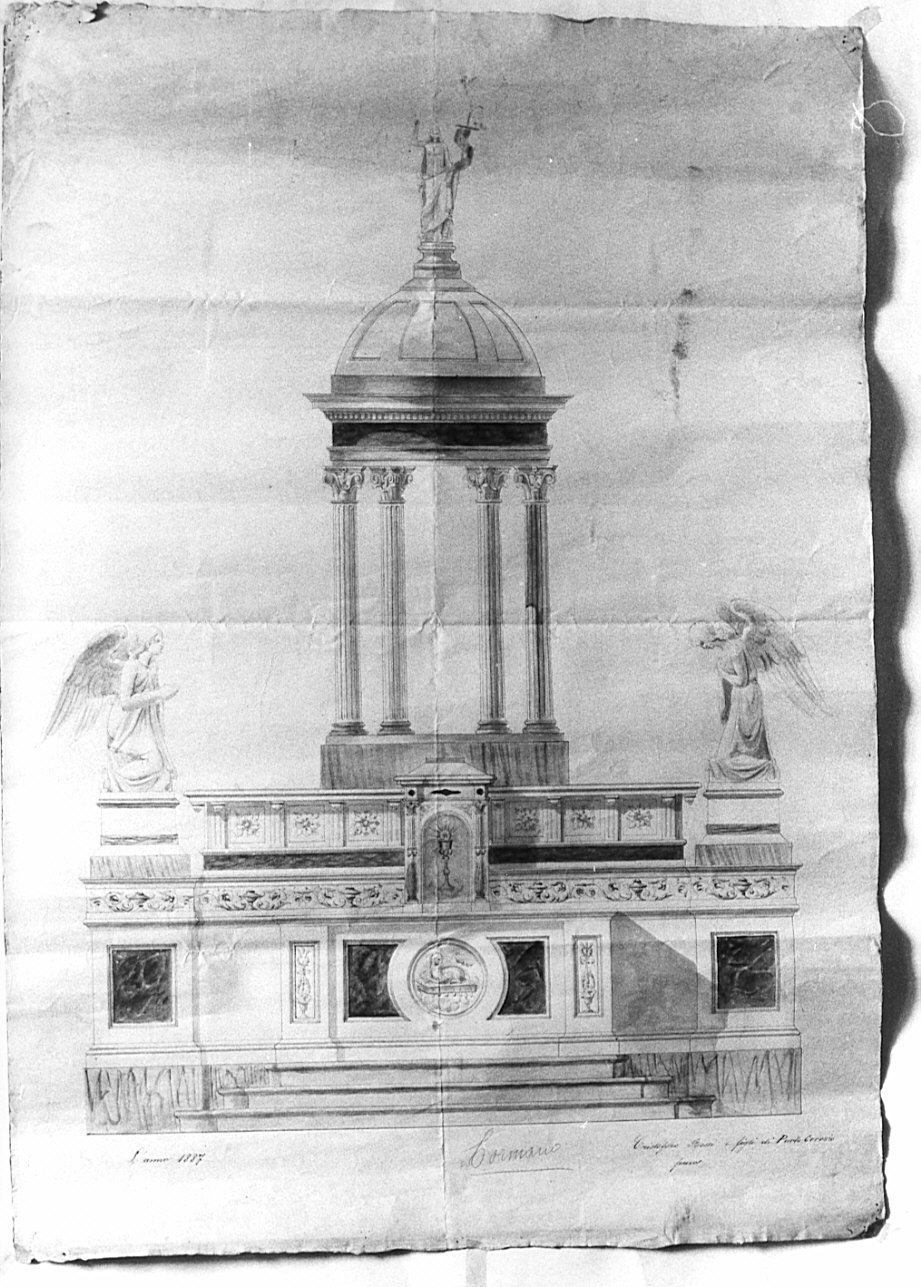 altare maggiore (disegno) di Bossi Cristoforo (sec. XIX)