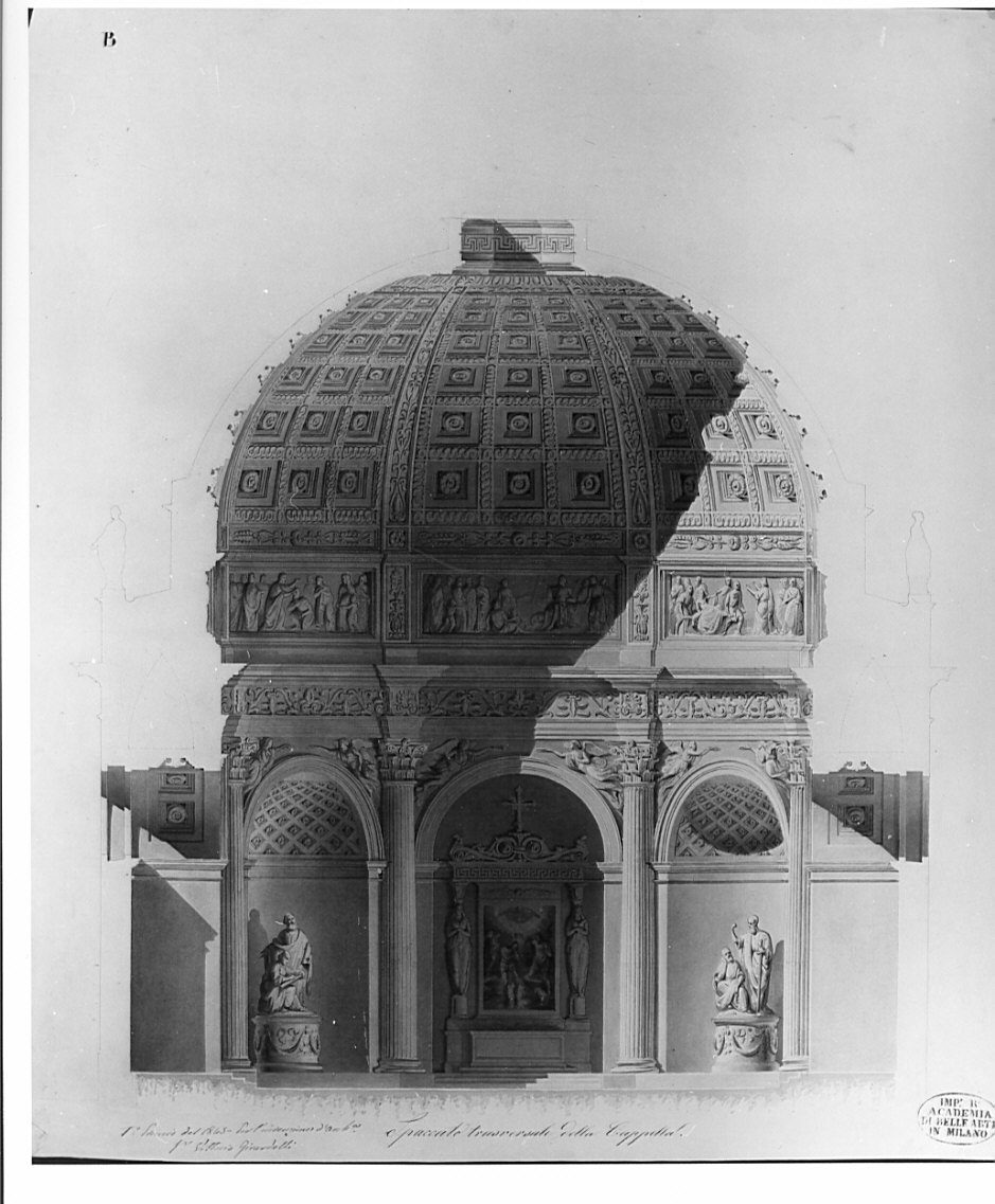 sezione, architettura: progetto di cappella (disegno, opera isolata) di Girardelli Vittorio (sec. XIX)