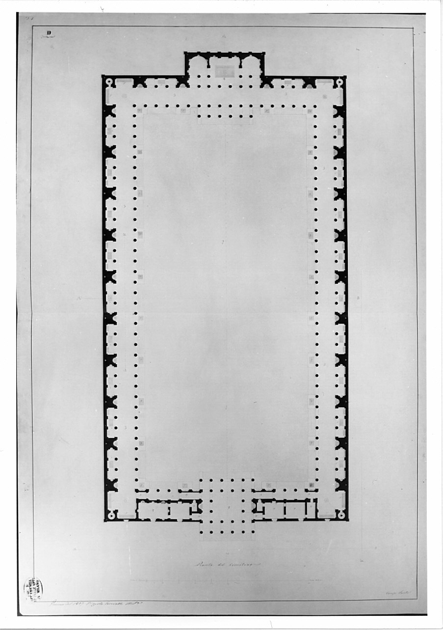 pianta, architettura: progetto di un Cimitero (disegno, opera isolata) di Peverelli Carlo (sec. XIX)