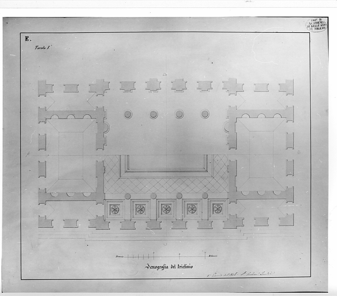 pianta, architettura: progetto di un Triclinio (disegno, opera isolata) di Quadri Andrea (sec. XIX)