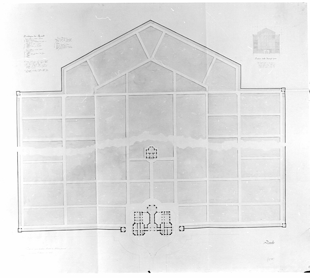 planimetria, architettura: progetto di cimitero secondario per la città di Milano (disegno, opera isolata) di Moretti Gaetano (sec. XIX)