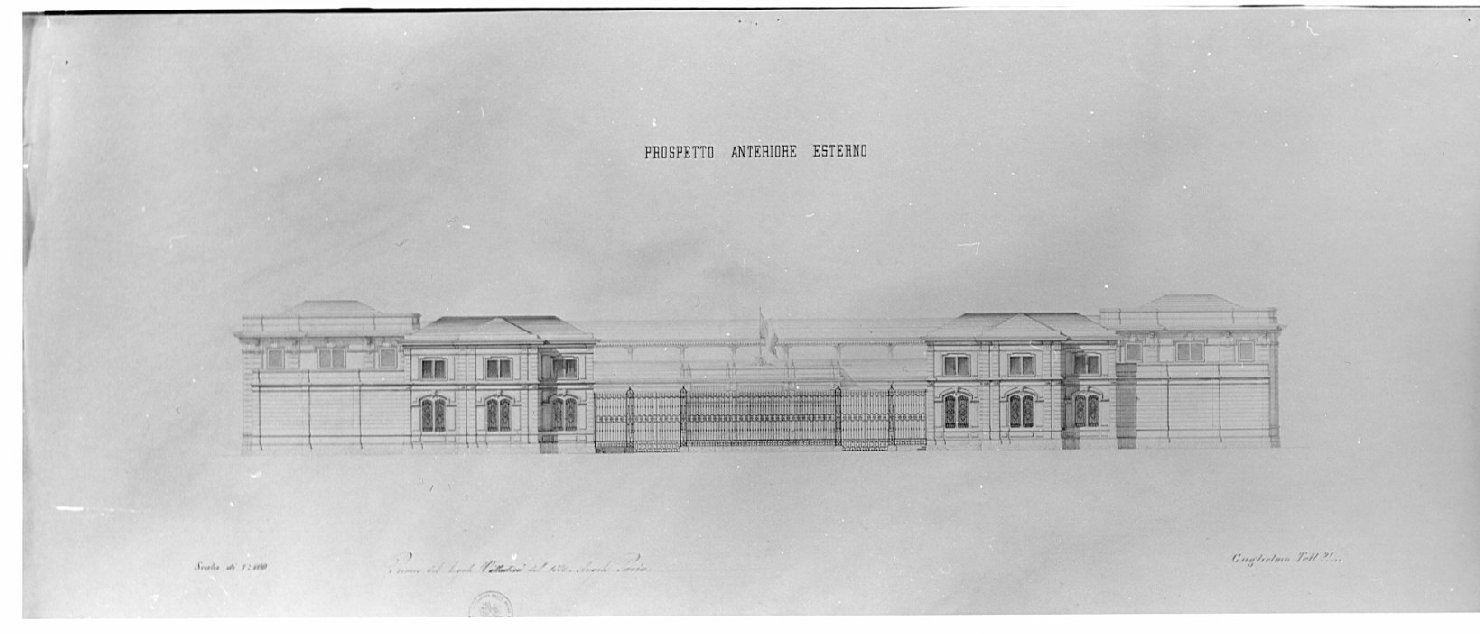prospetto, architettura: progetto di un bersaglio comunale per la città di Milano (disegno, opera isolata) di Pavia Angelo (sec. XIX)