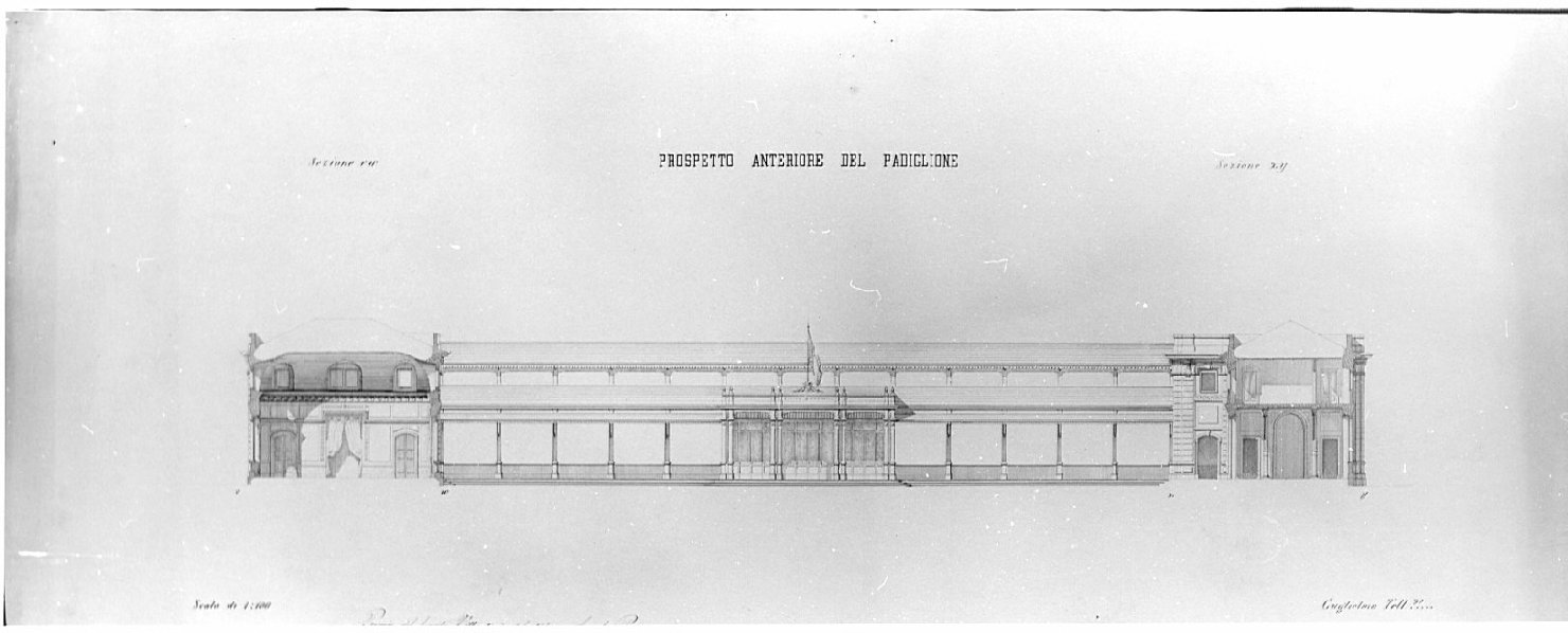 prospetto, architettura: progetto di un bersaglio comunale per la città di Milano (disegno, opera isolata) di Pavia Angelo (sec. XIX)