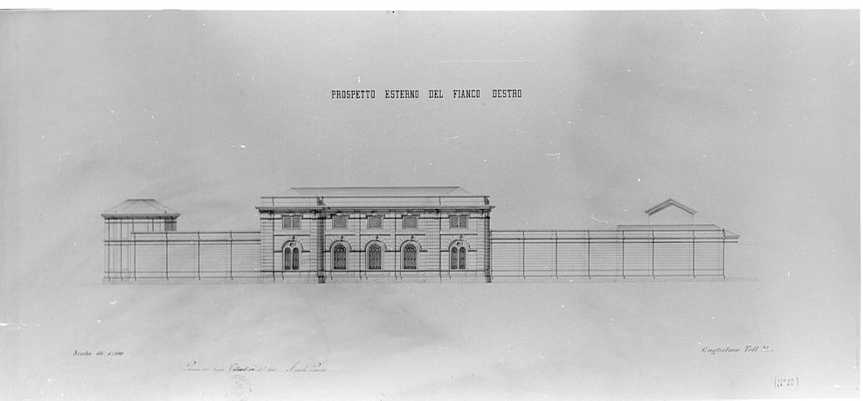 prospetto, architettura: progetto di un bersaglio comunale per la città di Milano (disegno, opera isolata) di Pavia Angelo (sec. XIX)