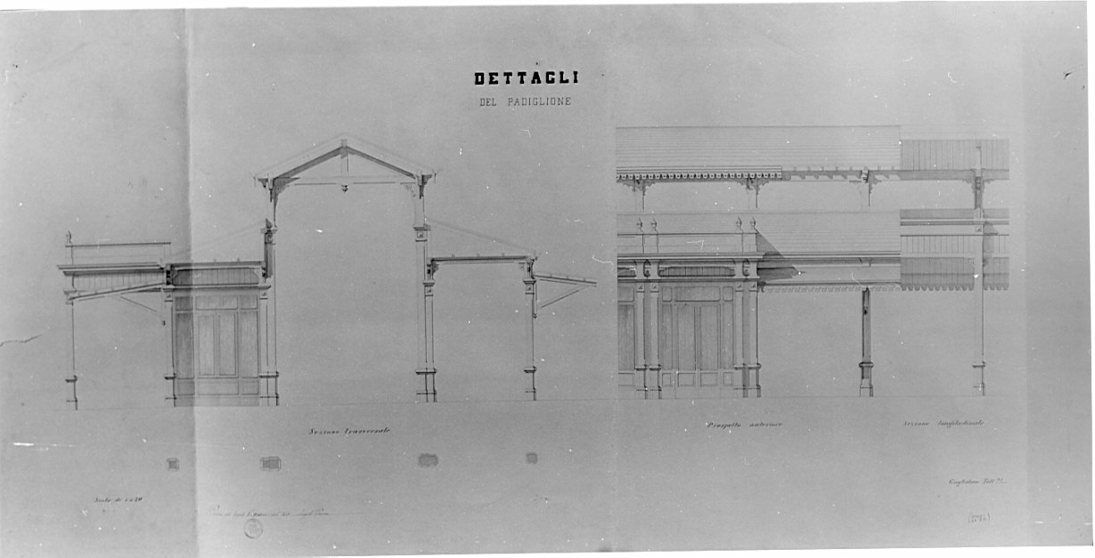 dettagli, architettura: progetto di un bersaglio comunale per la città di Milano (disegno, opera isolata) di Pavia Angelo (sec. XIX)