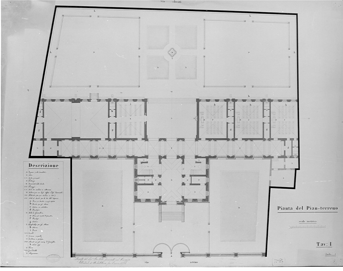 pianta, architettura: progetto di scuola elementare (disegno, opera isolata) di Soli Pio (sec. XIX)