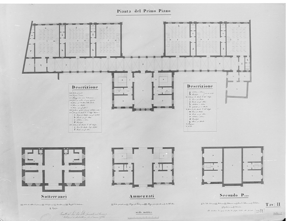 pianta, architettura: progetto di scuola elementare (disegno, opera isolata) di Soli Pio (sec. XIX)