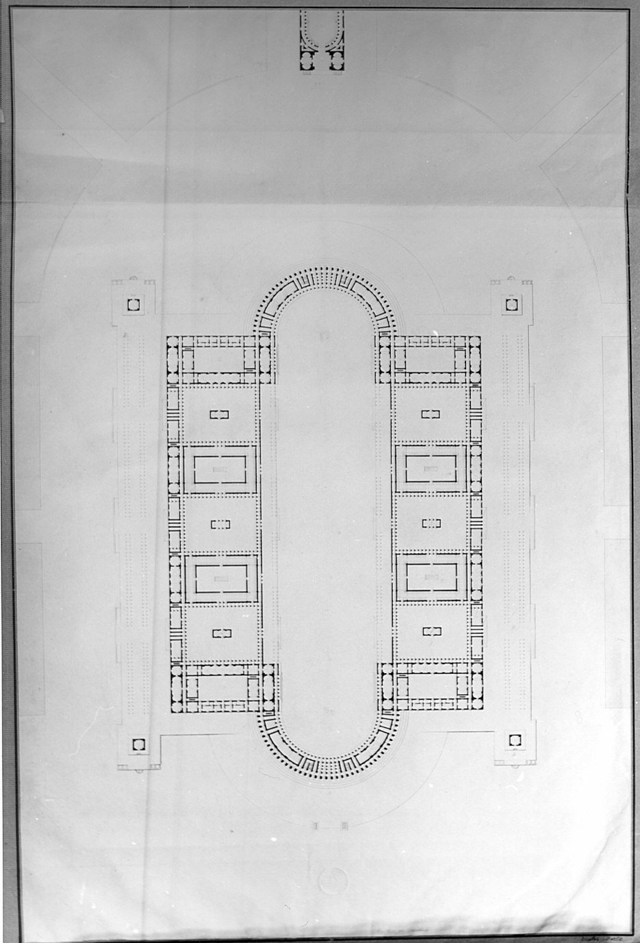 planimetria, architettura: progetto per edificio militare (disegno, opera isolata) di Martos Nicetas (sec. XIX)