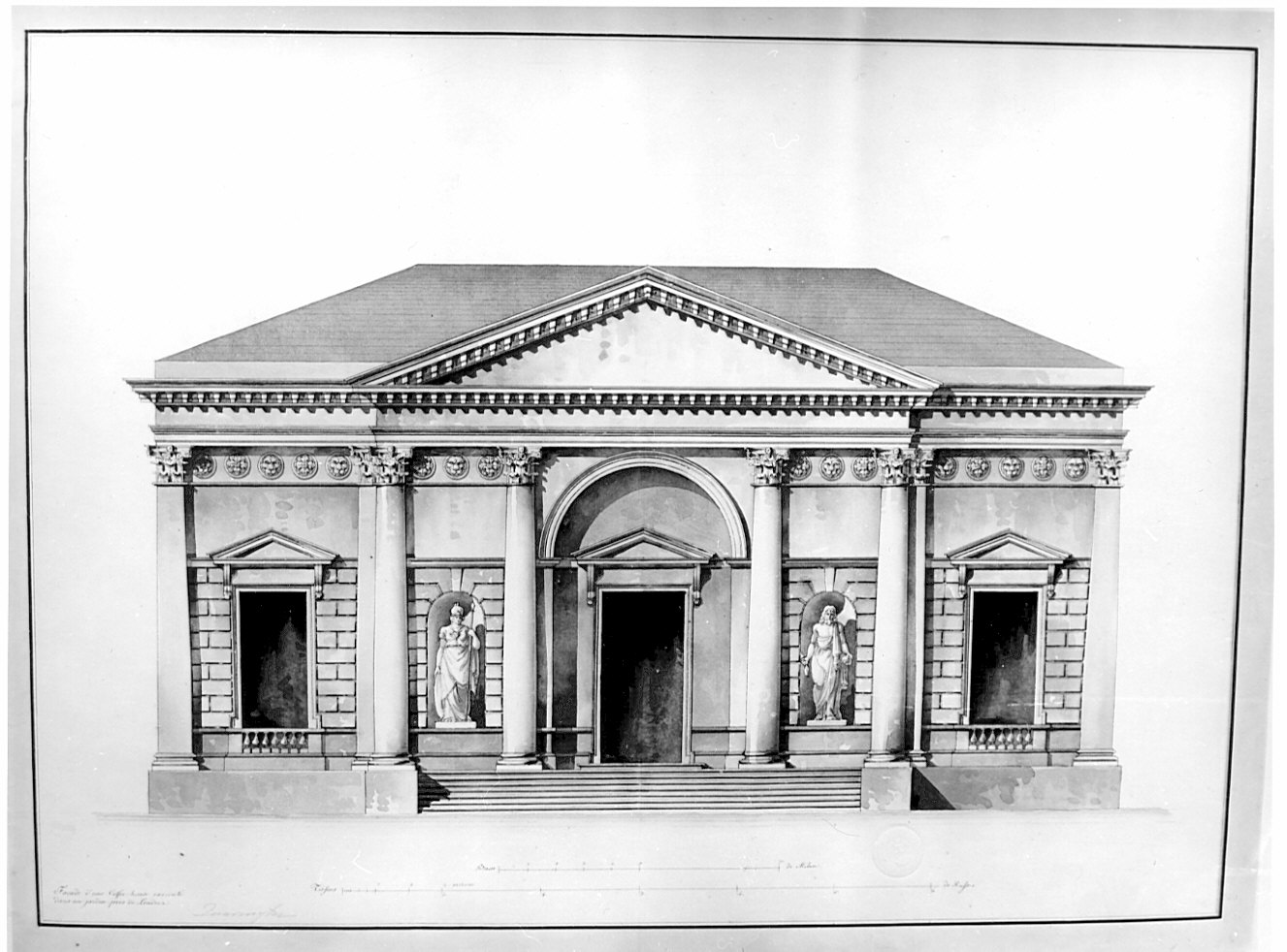 prospetto, architettura: progetto per Coffe-house per un giardino londinese (disegno, opera isolata) di Quarenghi Giacomo (sec. XIX)