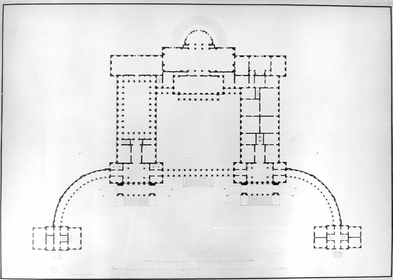 pianta, architettura: progetto per palazzo di campagna per il Granduca Costantino (disegno, opera isolata) di Quarenghi Giacomo (sec. XVIII)