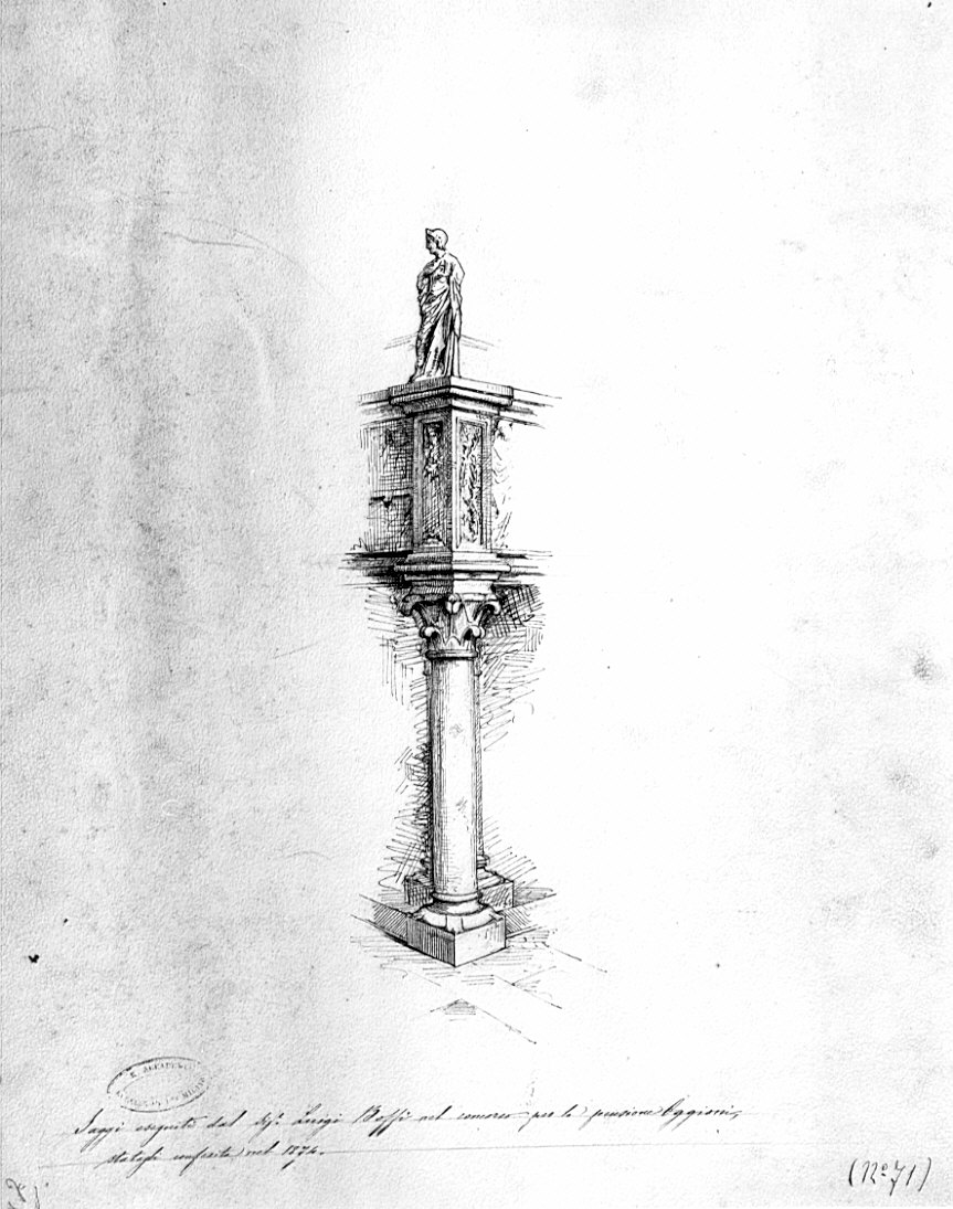 prospettiva, architettura: progetto per pontile (disegno, opera isolata) di Boffi Luigi (sec. XIX)