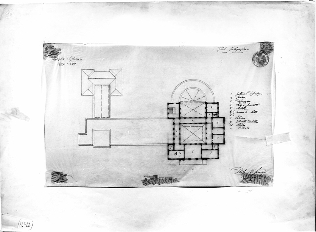 planimetria: pianta primo piano, architettura: progetto per club fotografico (disegno, opera isolata) di Consonni Paolo (sec. XX)