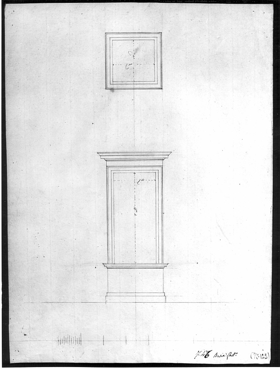 pianta e alzato, architettura: progetto per edicola (disegno, opera isolata) di Besia Gaetano (sec. XIX)