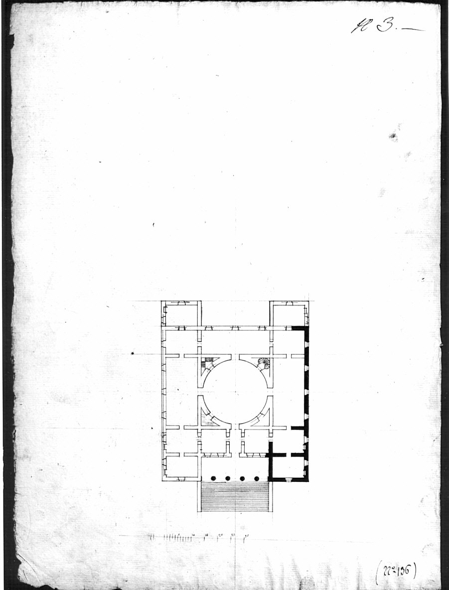 pianta, architettura: progetto per edificio (disegno, opera isolata) di Bianconi Giacomo (sec. XIX)