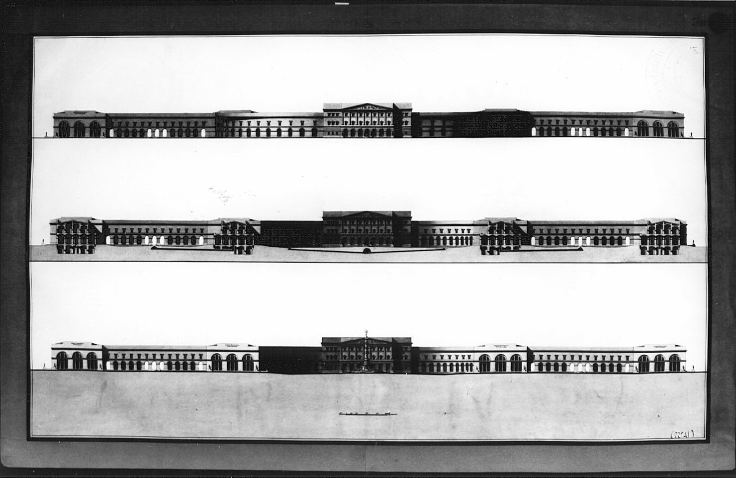 alzato, architettura: progetto per mercato coperto (disegno, opera isolata) - ambito italiano (sec. XIX)